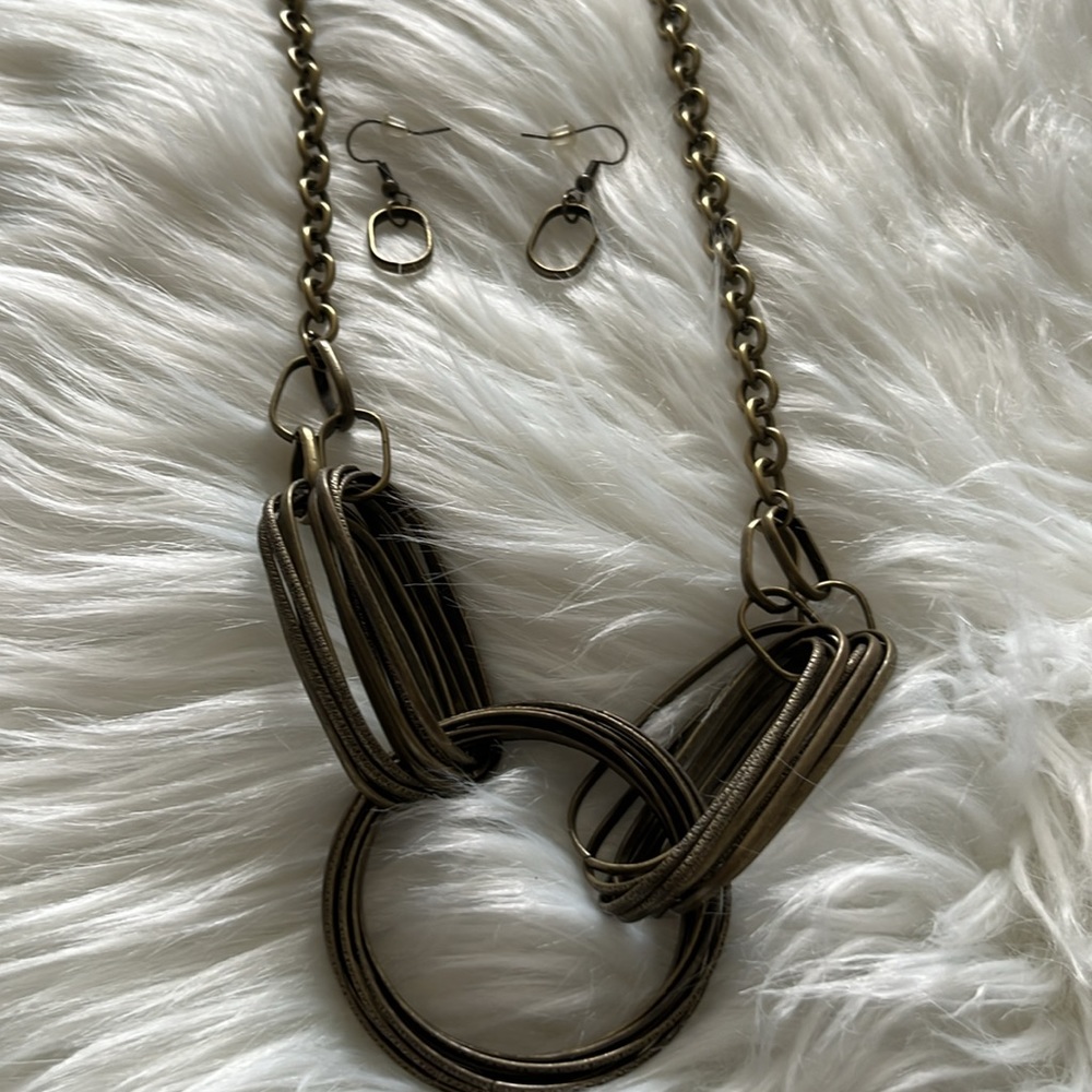Boutique Metal Necklace and Earrings Set